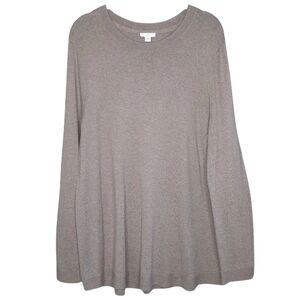 J. Jill Women's L Taupe Base Piece Long Sleeve Minimalist Scandi Lagenlook Shirt